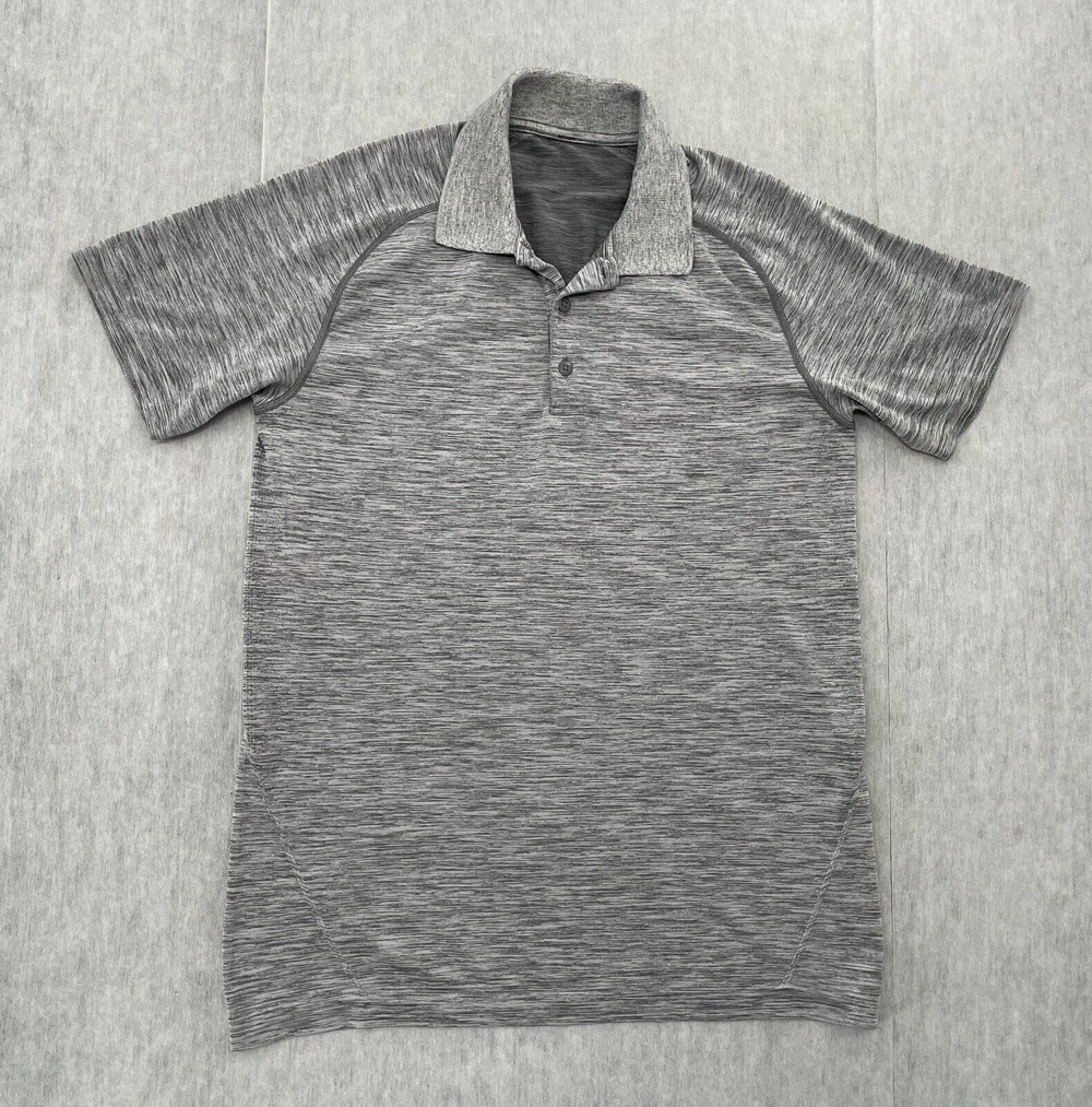 Lululemon Shirt Adult Medium Gray Polo Metal Vent Breathe Short Sleeve Mens M
